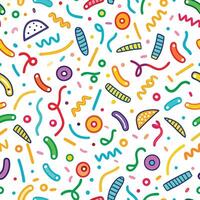 seamless pattern with colorful confetti and other items vector