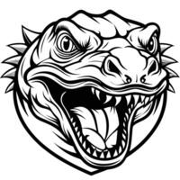 an angry lizard head with sharp teeth vector