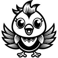a cartoon bird with a big beak and wings vector