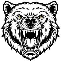 a bear head with its mouth open and its teeth showing vector