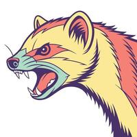 an angry weasel head with its mouth open vector