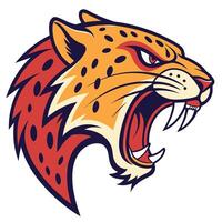 the head of a jaguar is shown with its mouth open vector