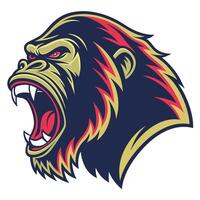 an angry gorilla head with its mouth open vector