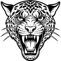 a jaguar head with its mouth open and its teeth showing vector
