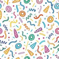 seamless pattern with colorful confetti and confetti streamers vector