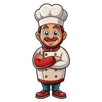 cartoon chef with arms crossed and smiling vector