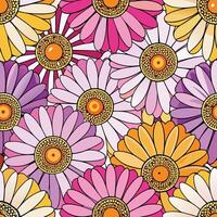 a colorful pattern of daisies on a white background vector