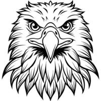 an eagle head with a black and white outline vector