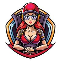 a woman in a helmet and goggles vector