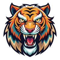 the head of a tiger is shown in a cartoon style vector