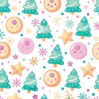 christmas cookies and trees pattern vector