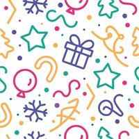 christmas seamless pattern with colorful icons vector