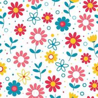 floral seamless pattern with colorful flowers on a white background vector
