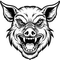 a black and white illustration of a boar head vector