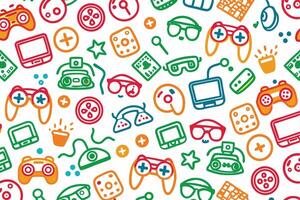 a colorful pattern with various game items vector