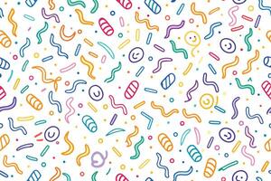 a colorful pattern with confetti and smiley faces vector
