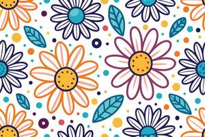 a colorful floral pattern with flowers and leaves vector