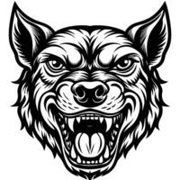 a wolf head with its mouth open and teeth showing vector
