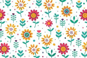 a colorful pattern with flowers and leaves vector