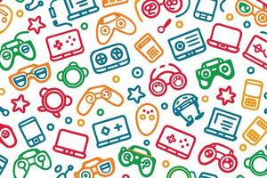 a colorful pattern with various electronic devices vector