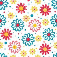 a colorful flower pattern with polka dots and flowers vector