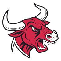 the head of a bull is shown in red and white vector
