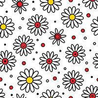 a pattern with daisies and polka dots vector