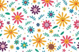 a colorful pattern with flowers and leaves vector
