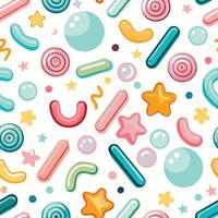 seamless pattern with colorful candy and stars vector
