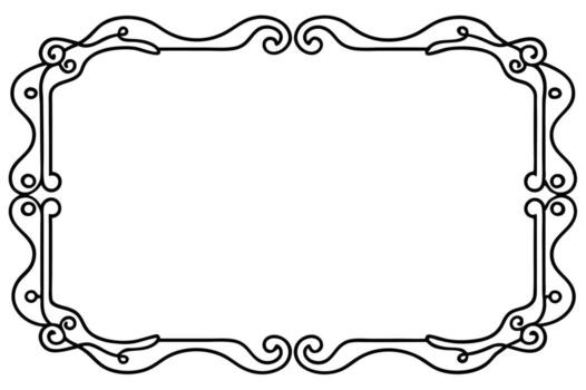 a black and white drawing of a frame with a scroll vector