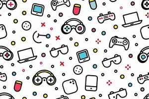 a seamless pattern with various gaming devices vector