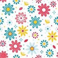 floral pattern with colorful flowers on a white background vector
