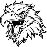 an eagle head with its mouth open and its beak open vector