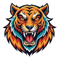 the head of a tiger is shown in a colorful design vector