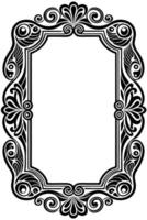 a black and white ornate frame with a scroll vector