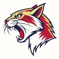 the head of a cat with its mouth open vector