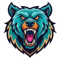 the head of a bear with its mouth open vector