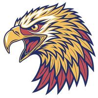 an eagle head with a red and yellow crest vector