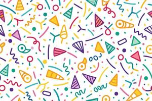a colorful party background with confetti and party hats vector