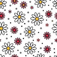 a seamless pattern with daisies and polka dots vector