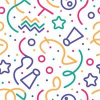 a colorful party pattern with stars, confetti and other items vector