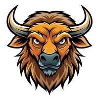 an angry buffalo head with horns on a white background vector