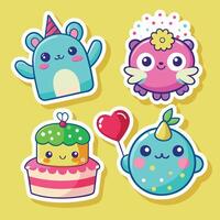cute monster stickers set illustration vector