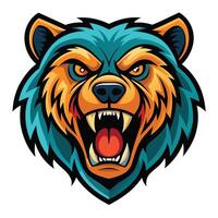 the head of a bear with an angry expression vector