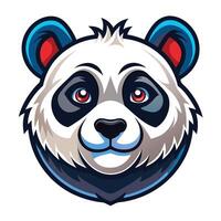 a panda bear head with blue eyes and red nose vector