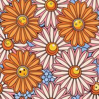 a pattern with flowers and faces vector