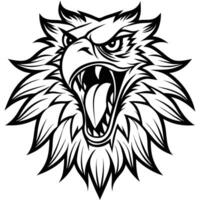 an eagle head with open mouth and open beak vector