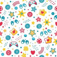 a colorful pattern with various objects and toys vector