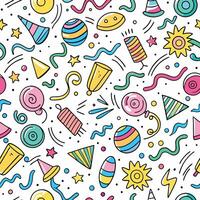 seamless pattern with colorful party items vector