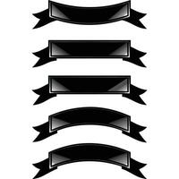 black ribbons set on white background vector
